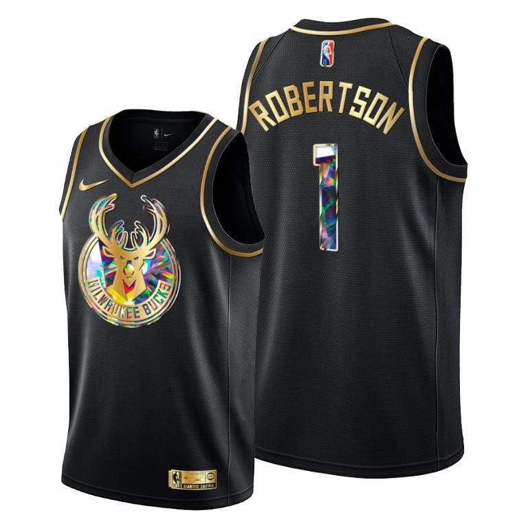 Oscar Robertson Milwaukee Bucks 75th Anniversary Black Jersey Men S-3XL