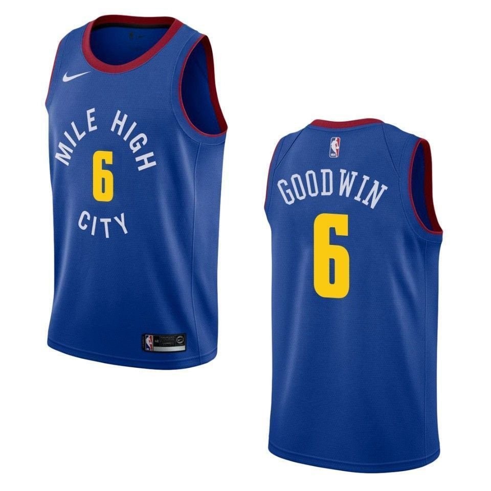 Men Denver Nuggets 6 Brandon Goodwin Statement Swingman Jersey Blue