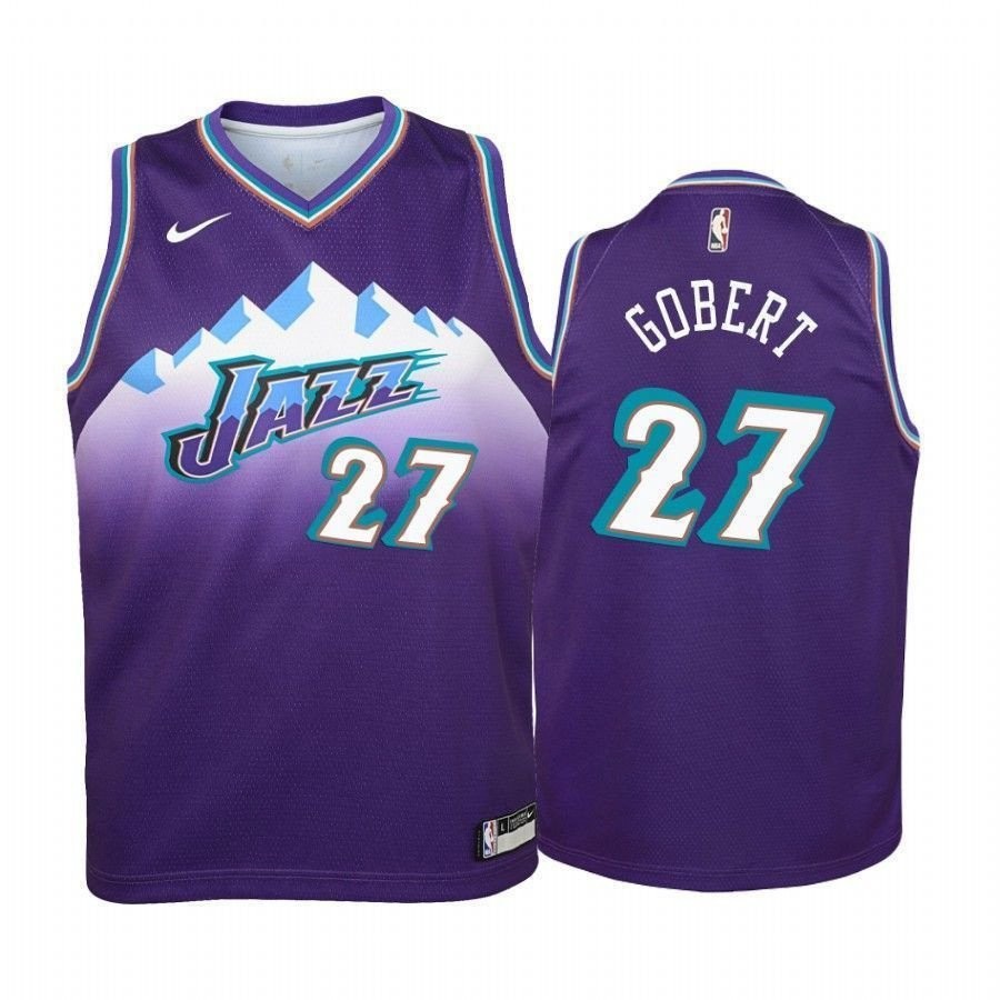 Youth Rudy Gobert Utah Jazz Hardwood Classics Jersey Purple Multicolor