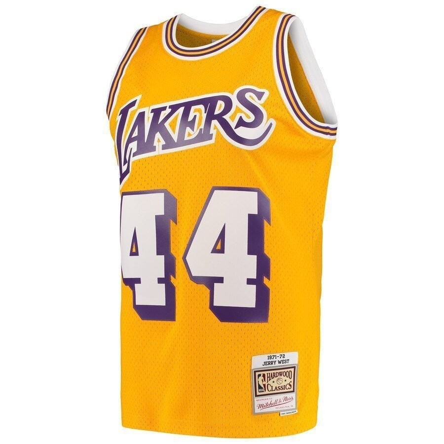Jerry West Los Angeles Lakers Mitchell & Ness Hardwood Classics 1971-72 Swingman Jersey - Gold - Image 2