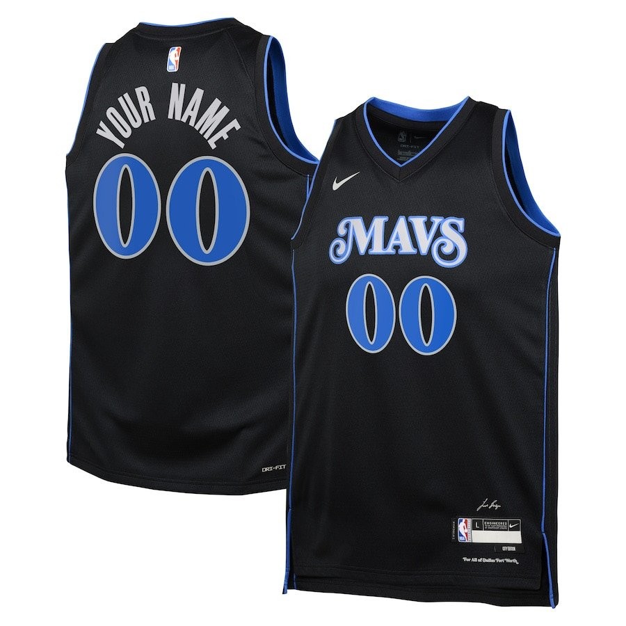 Dallas Mavericks 2023/24 City Edition Swingman Custom Youth Jersey Black - Unisex