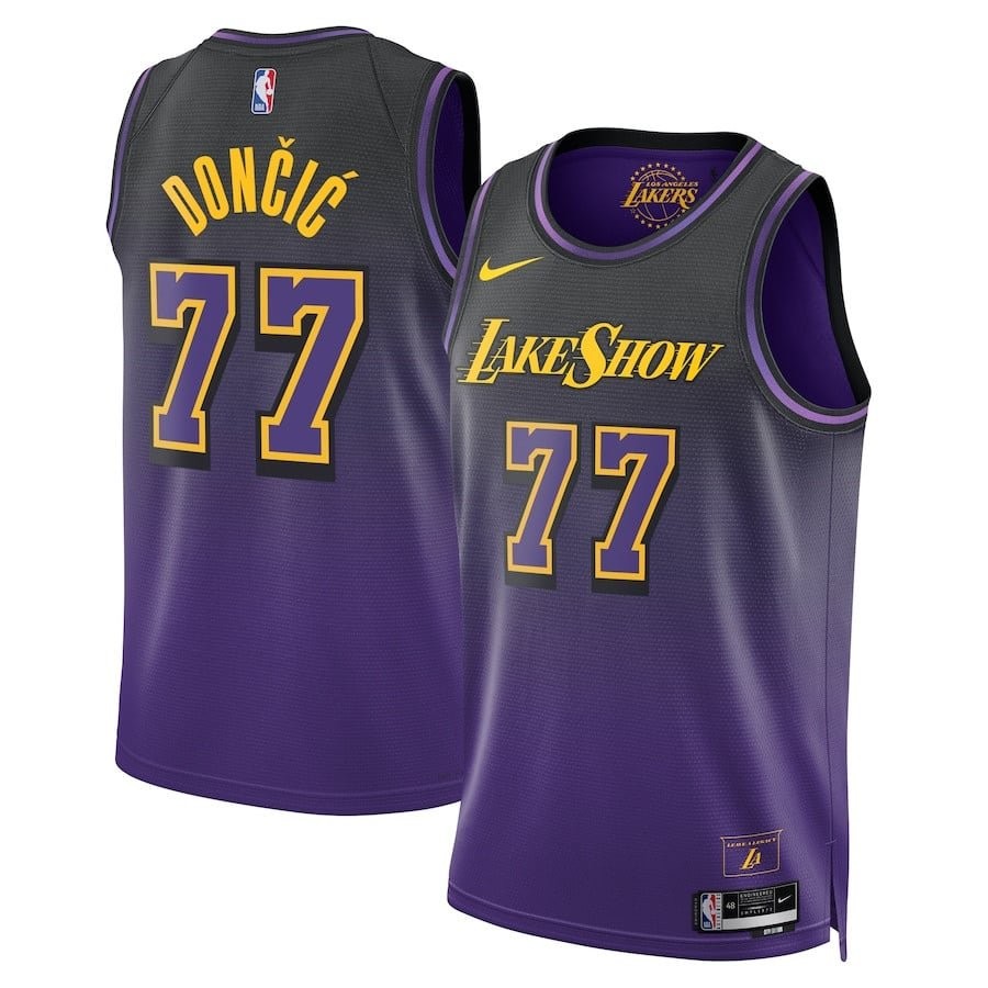 Luka Doncic 77 Los Angeles Lakers 2024/25 City Edition Swingman Jersey Purple