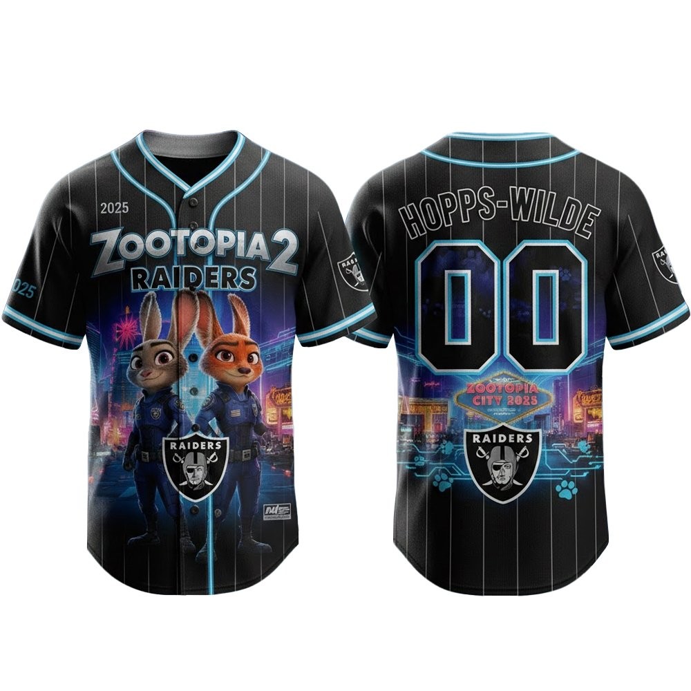 Las Vegas Raiders x Zootopia 2 Wilde Hopps Baseball Jersey 2025
