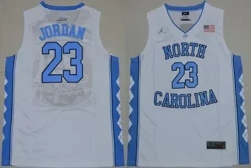 North Carolina #23 Michael Jordan Basketball Jersey White Unisex