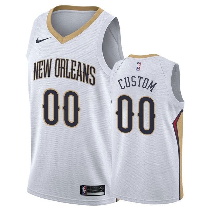Men's Pelicans Custom 00 Association White Basketball Jersey S-3XL