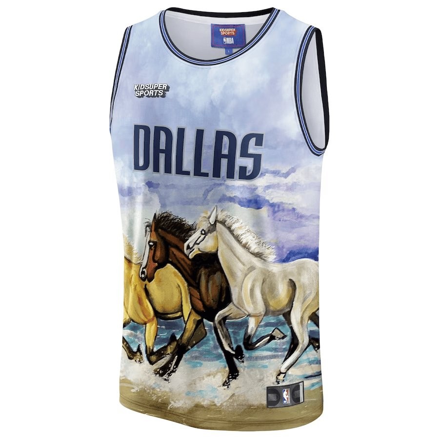 Dallas Mavericks NBA & KidSuper Studios Unisex Hometown Jersey - Blue - Image 2