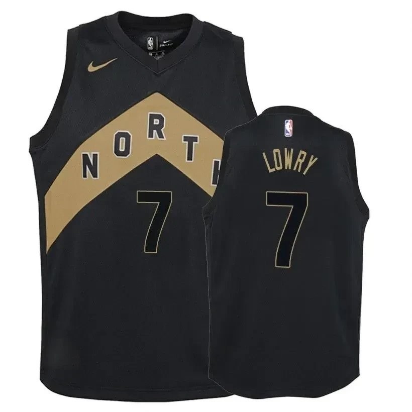 Youth Raptors Kyle Lowry #7 City Black Jersey - Unisex Basketball Jersey S-3XL