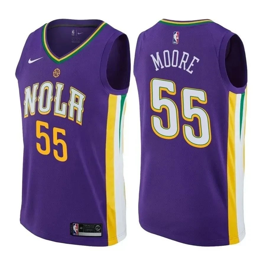 Pelicans E'twaun Moore #55 City Edition Purple Basketball Jersey - Adult Unisex