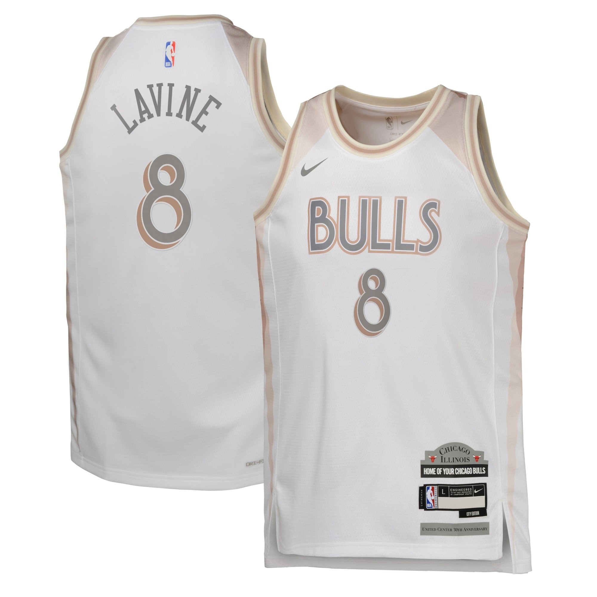 Chicago Bulls 2024 City Edition Swingman Jersey White Zach LaVine Youth S-3XL