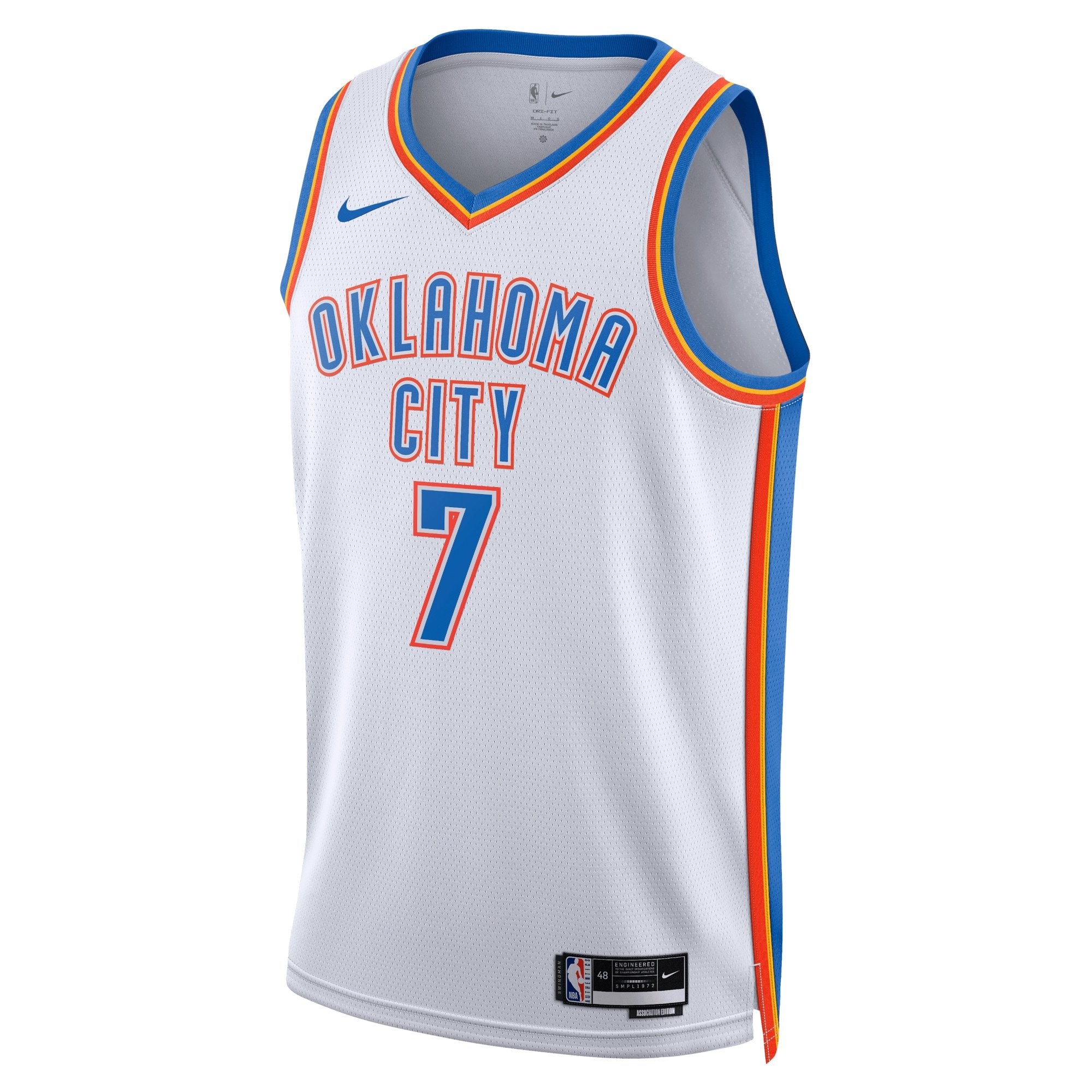 Oklahoma City Thunder Association Edition Swingman Jersey White Chet Holmgren Unisex