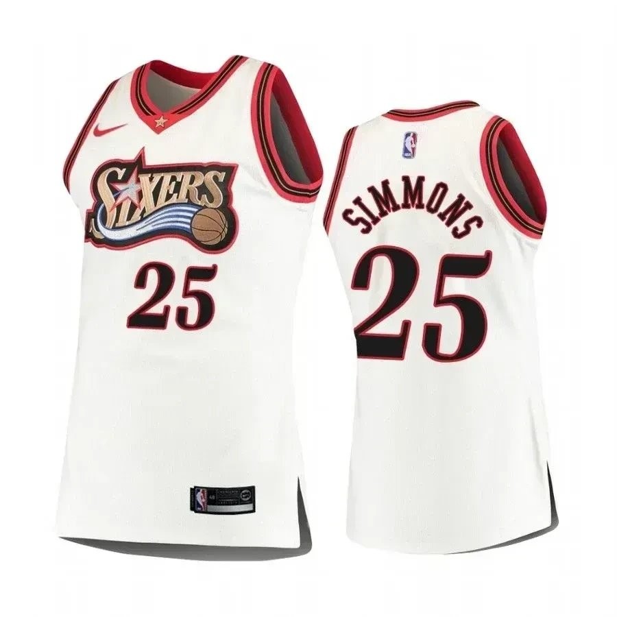 Men's Philadelphia 76ers Ben Simmons #25 White Hardwood Classics Jersey