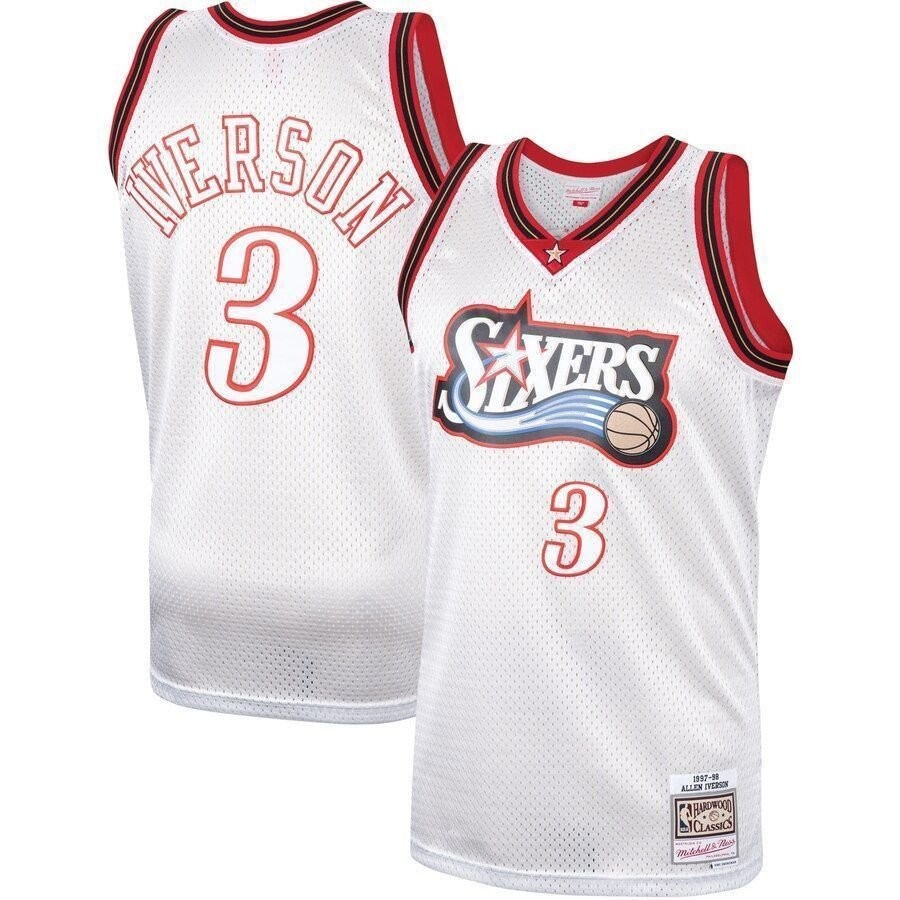 Allen Iverson Philadelphia 76ers Mitchell & Ness Hardwood Classics Platinum Swingman Jersey Unisex