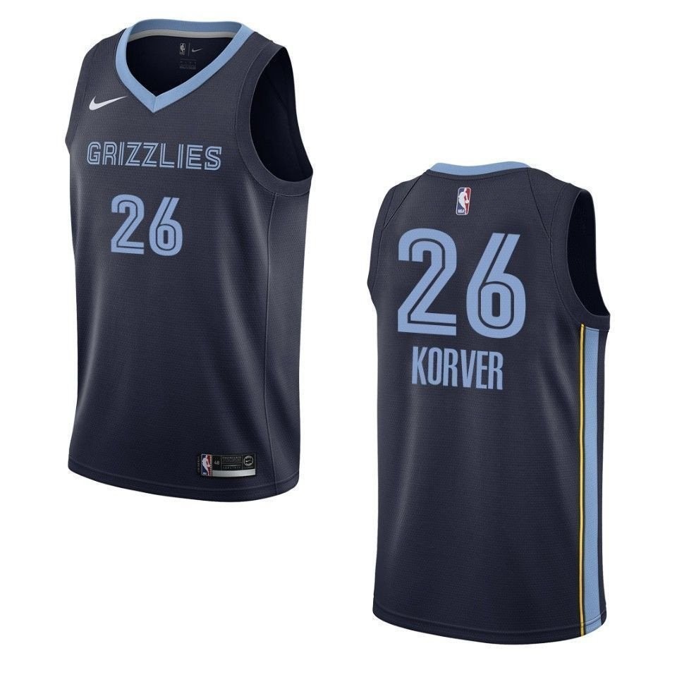 Men's Memphis Grizzlies 26 Kyle Korver Icon Swingman Jersey Navy