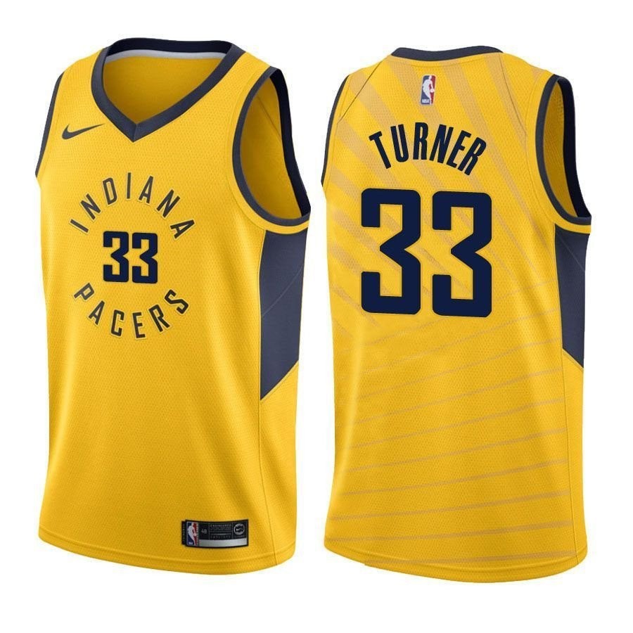 Men's Myles Turner 33 Pacers State Gold Basketball Jersey S-3XL Multicolor