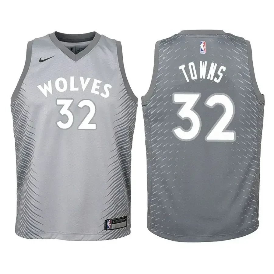 Youth Timberwolves Karl-Anthony Towns #32 City Edition Gray Jersey