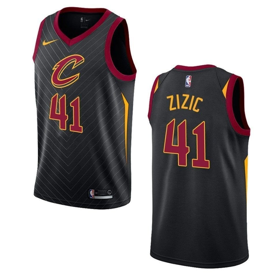 Men's Cleveland Cavaliers 41 Ante Zizic Statement Swingman Jersey Black