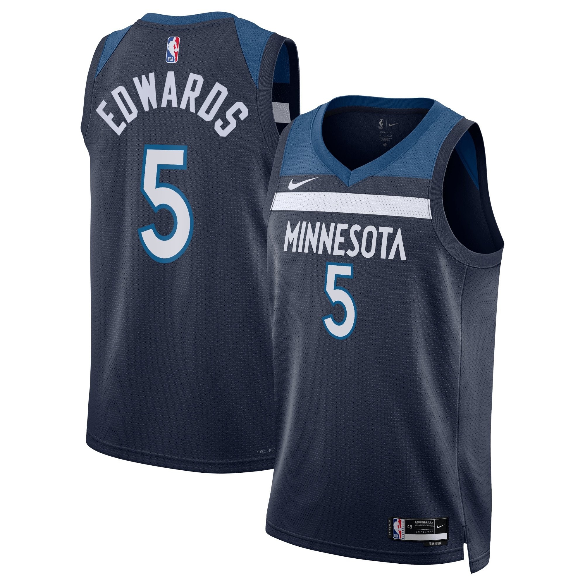 Minnesota Timberwolves Icon Edition Swingman Jersey Navy Anthony Edwards Unisex
