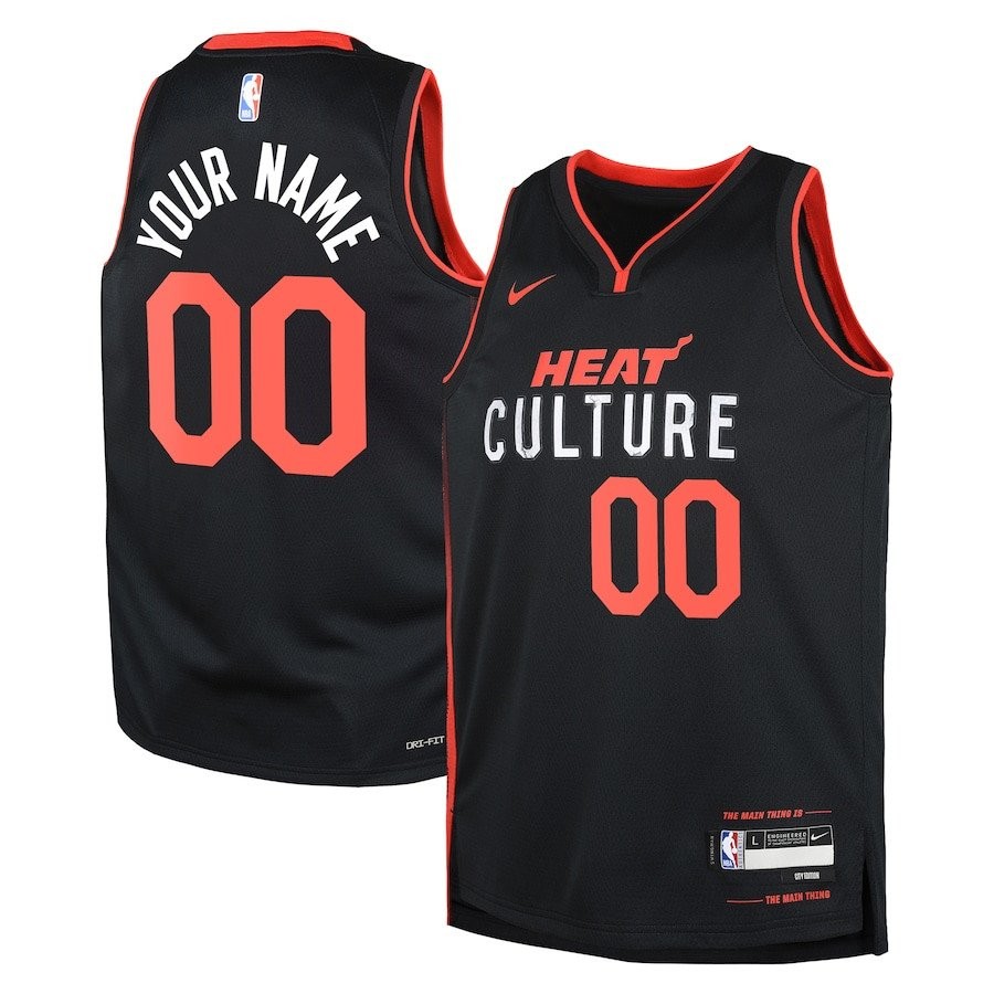 Miami Heat 2023/24 City Edition Swingman Custom Youth Jersey Black - 100% Polyester