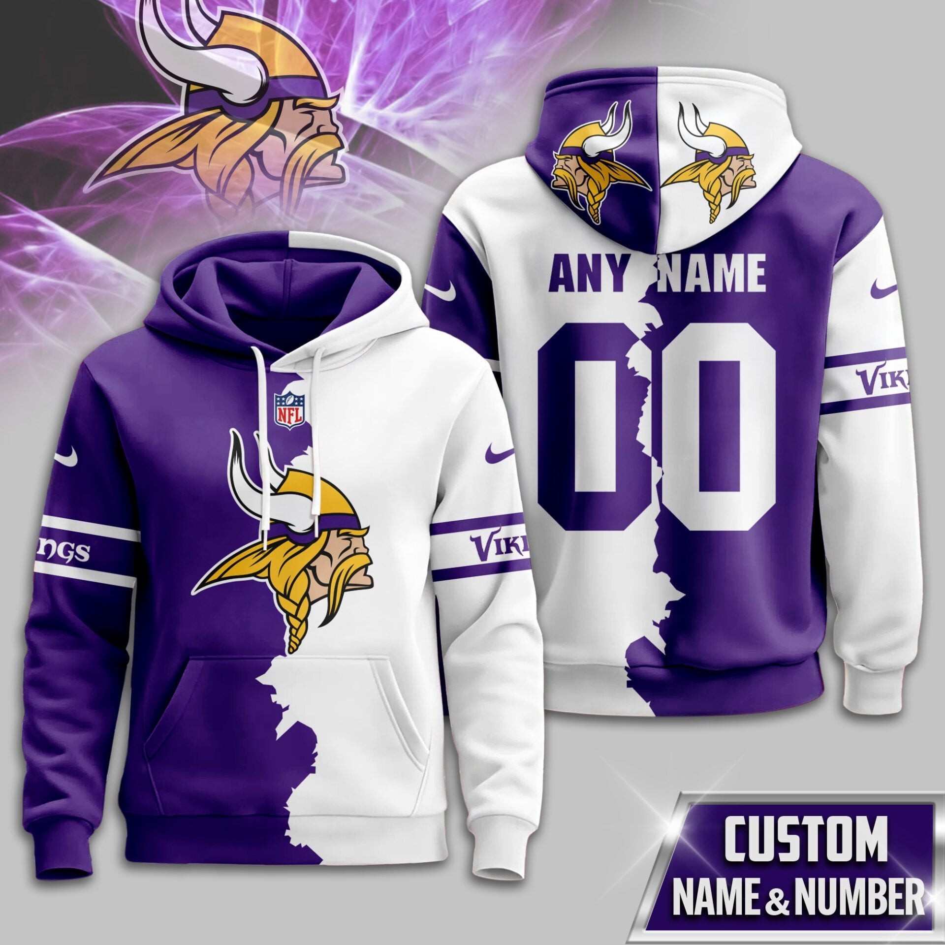 Musemora - Men's Minnesota Vikings Hoodie - Game Day Football