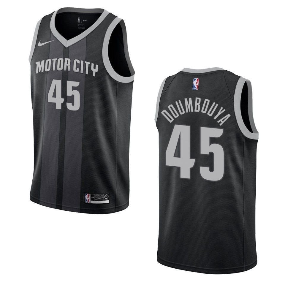 Men's Detroit Pistons 45 Sekou Doumbouya City Swingman Jersey Black