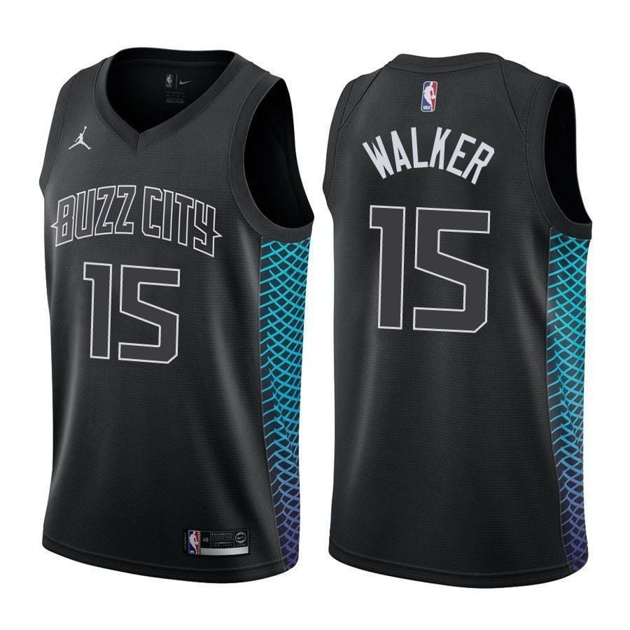 Men's Kemba Walker 15 Charlotte Hornets City Edition Black Basketball Jersey