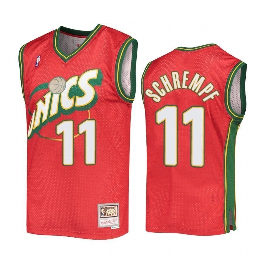 Men's Detlef Schrempf 11 Seattle Supersonics Hardwood Classics Jersey Red
