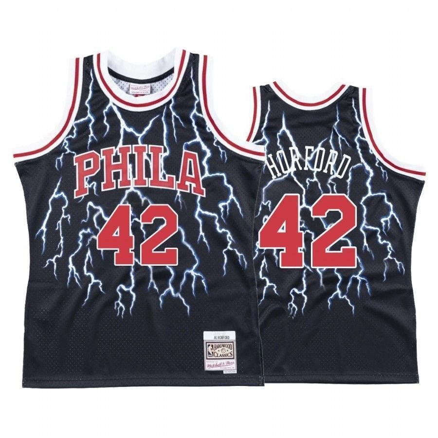 Men's Philadelphia 76ers Al Horford 42 Hardwood Classics Lightning Jersey