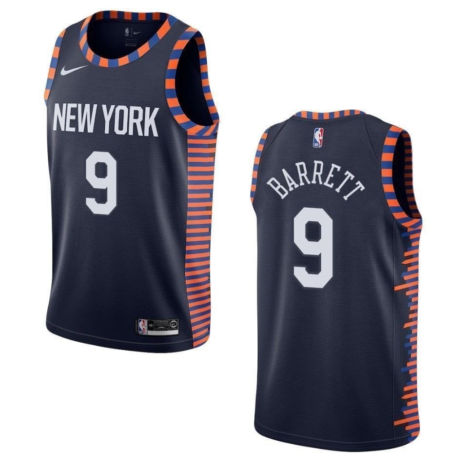 Men's New York Knicks R.J. Barrett #9 City Swingman Jersey Navy