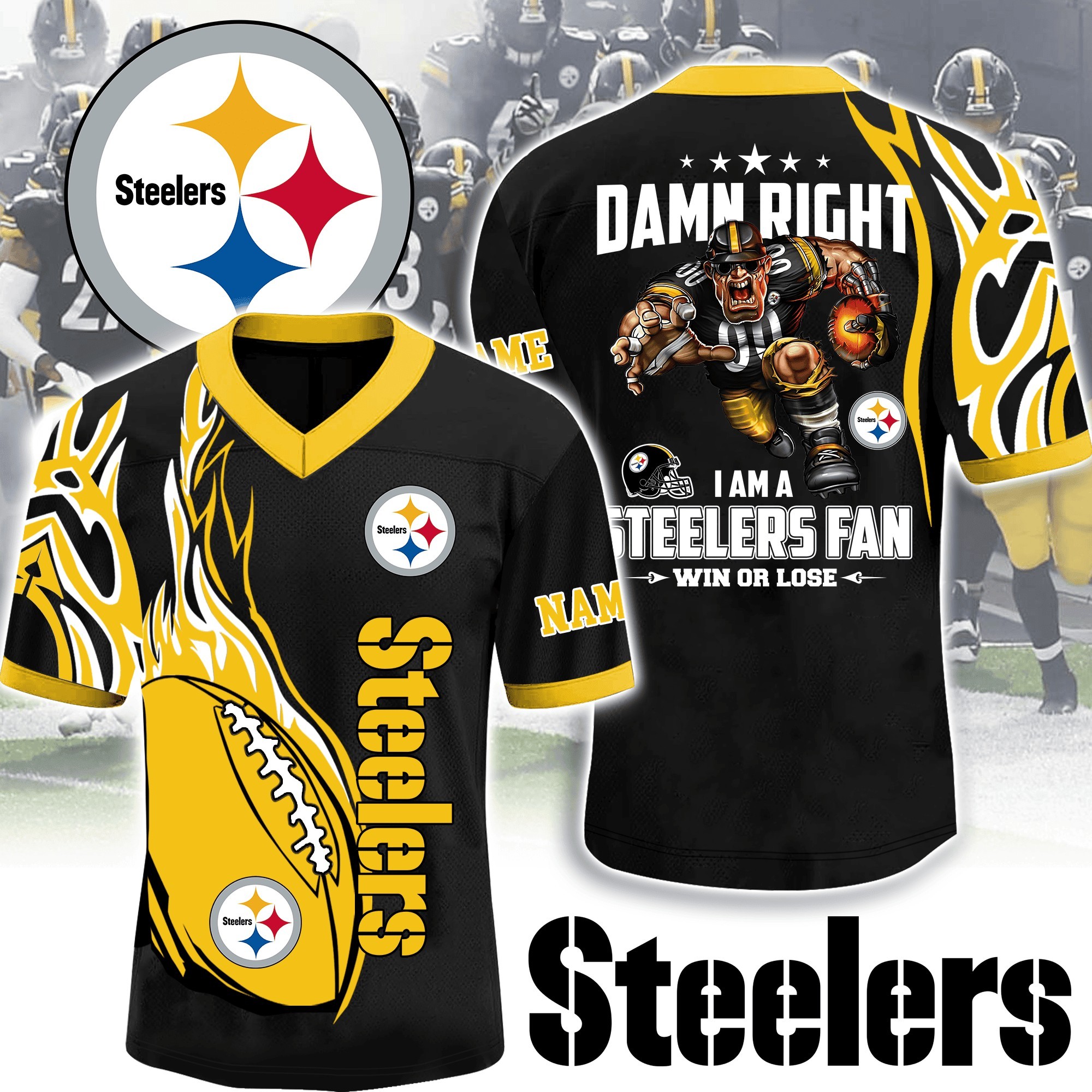 Musemora - Unisex Pittsburgh Steelers Jersey - Football