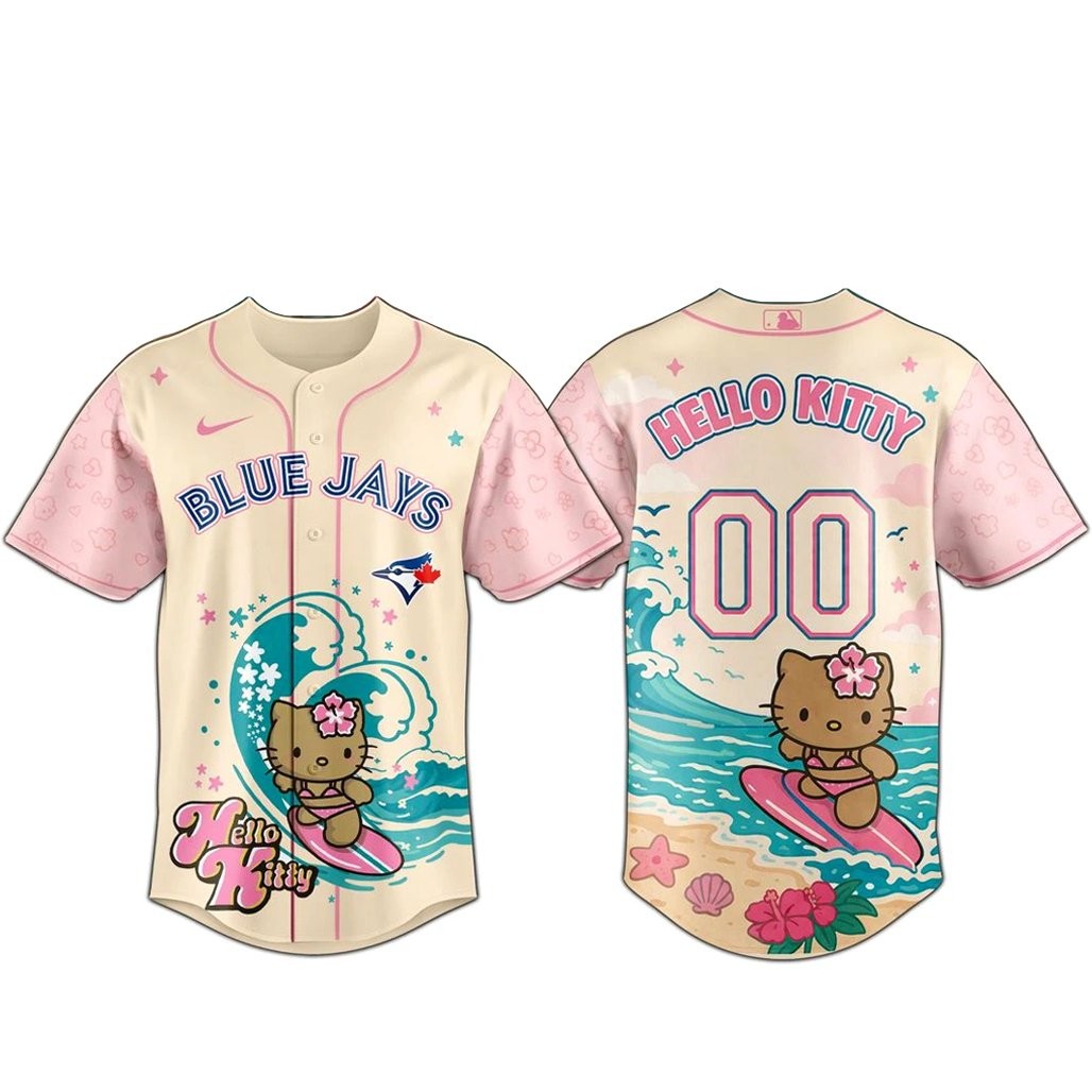 Custom Number Toronto Blue Jays x Hello Kitty Surfing Kawaii Summer 2026 Baseball Jersey