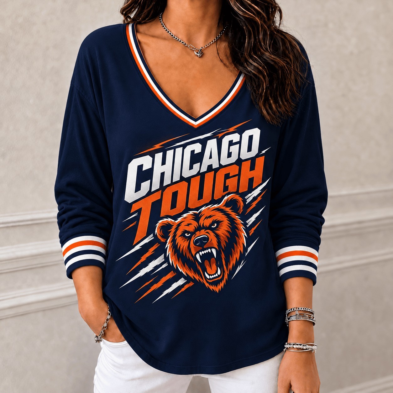 Musemora - Unisex Chicago Bears Long Sleeve Shirt - Fan Gear