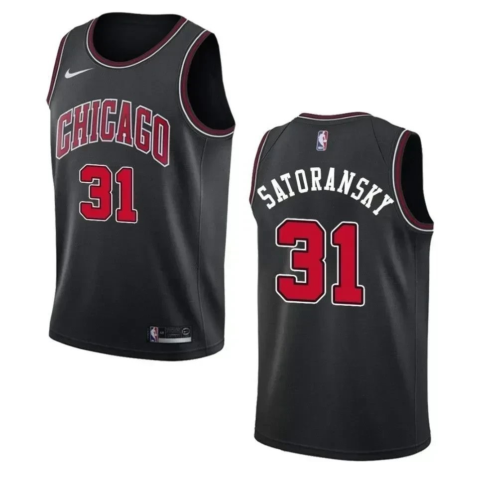 Men's Chicago Bulls 31 Tomas Satoransky Statement Swingman Jersey Black