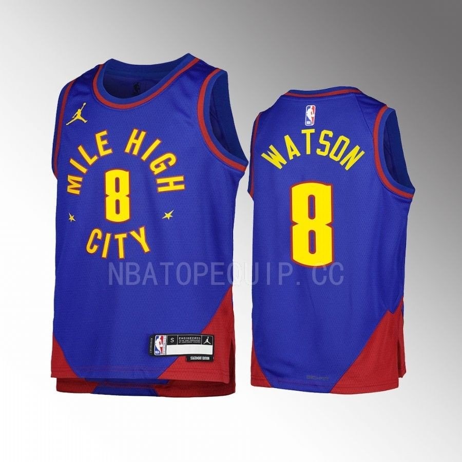 Denver Nuggets Peyton Watson 8 Statement Edition Blue Youth Men Jersey Swingman