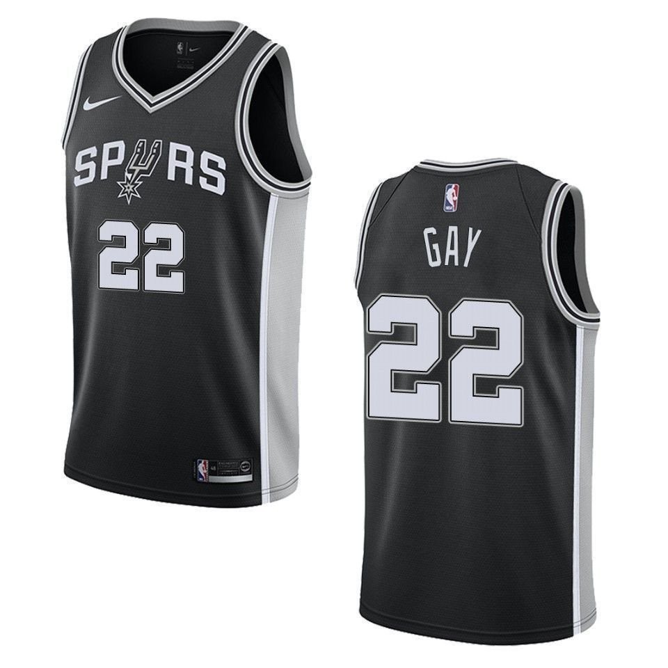 Men's San Antonio Spurs 22 Rudy Gay Icon Swingman Jersey - Black
