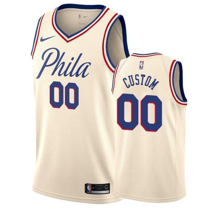 Men's Philadelphia 76ers Custom #00 City Edition Natural Jersey