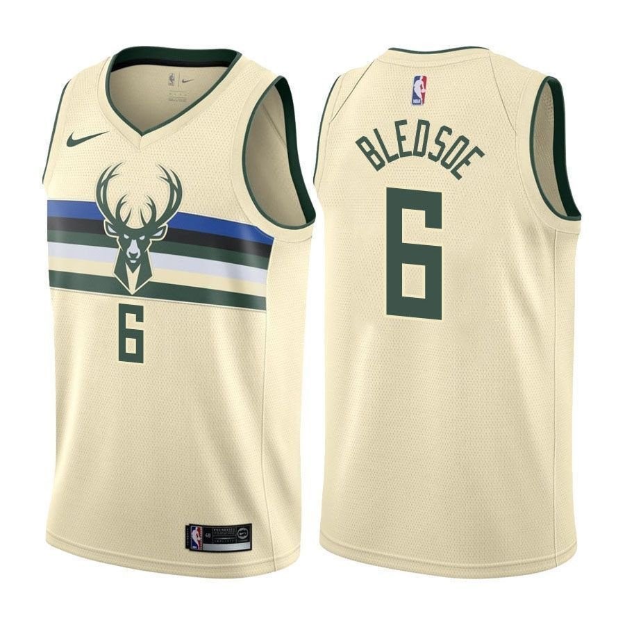 Bucks Eric Bledsoe 6 City Edition Cream NBA Jersey Unisex Adult Sizes S-3XL