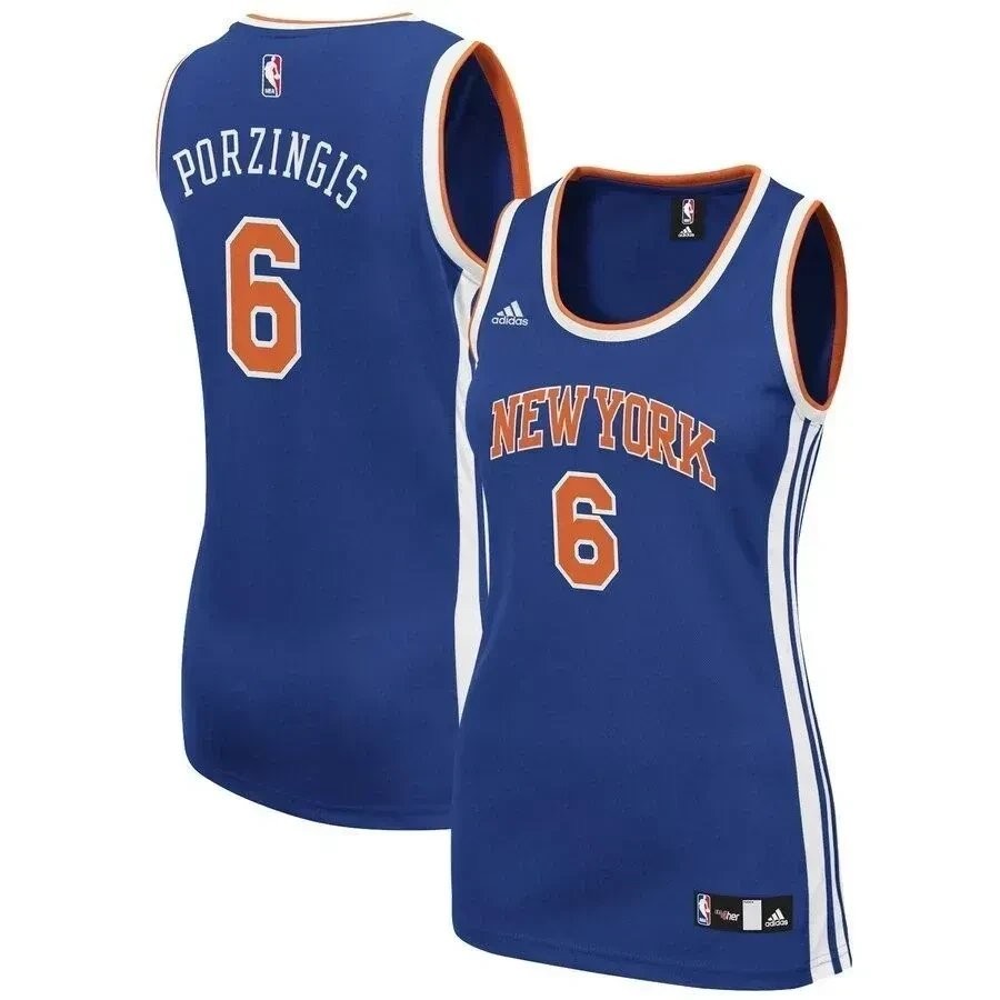 Kristaps Porzingis New York Knicks Women's Road Jersey Royal Blue - Adult Sizes S-3XL