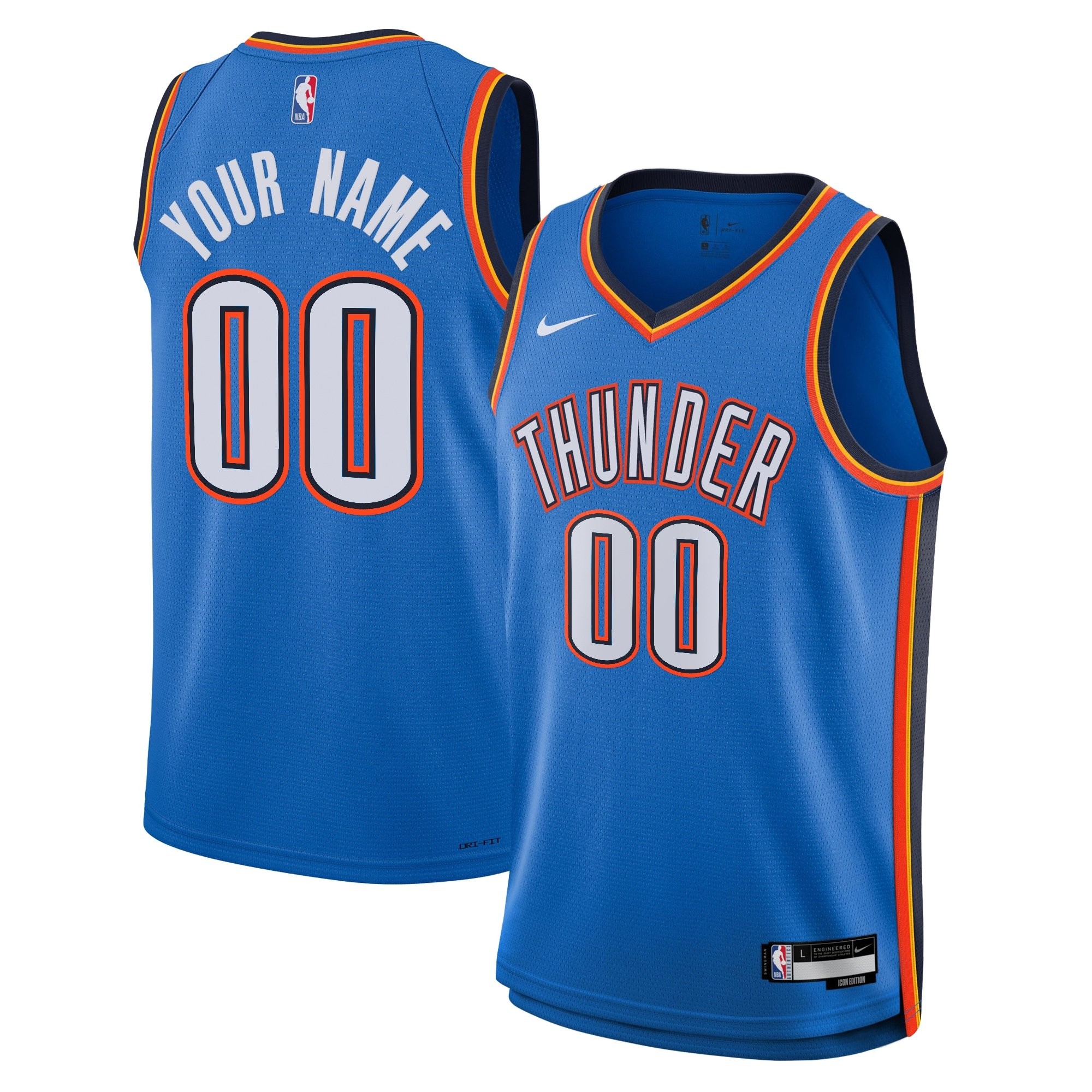 Oklahoma City Thunder Icon Swingman Custom Youth Jersey - Multicolor Polyester S-3XL