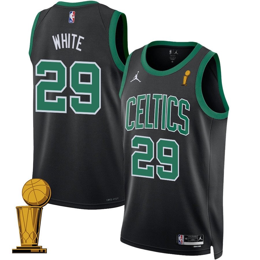 Derrick White 29 Boston Celtics 2024 Finals Champions Swingman Jersey Statement Edition Black