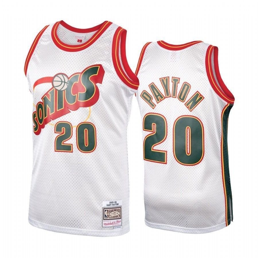Men's Seattle Supersonics Gary Payton #20 Platinum Hardwood Classics Jersey