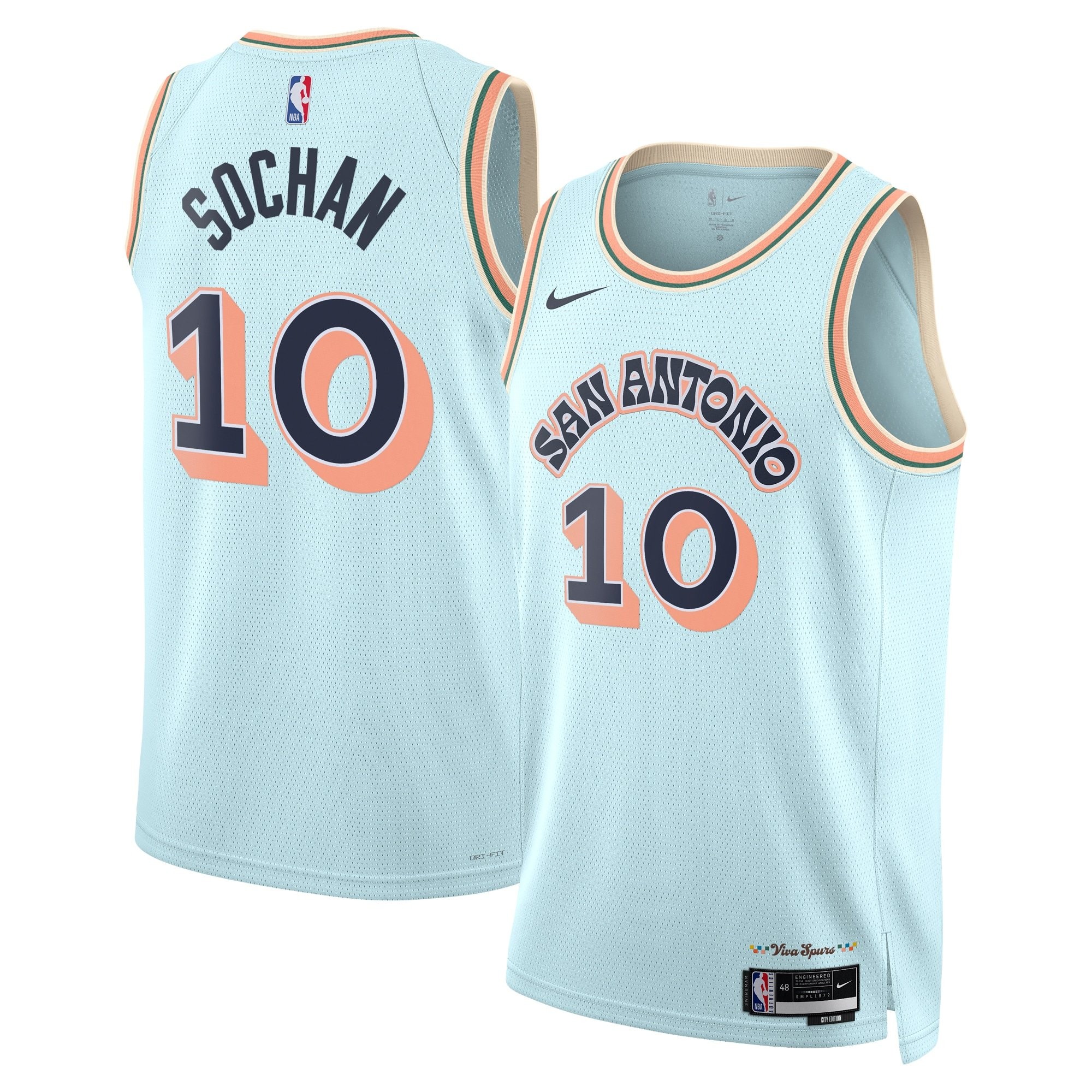 San Antonio Spurs City Edition Swingman Jersey 2024 Blue Jeremy Sochan Unisex