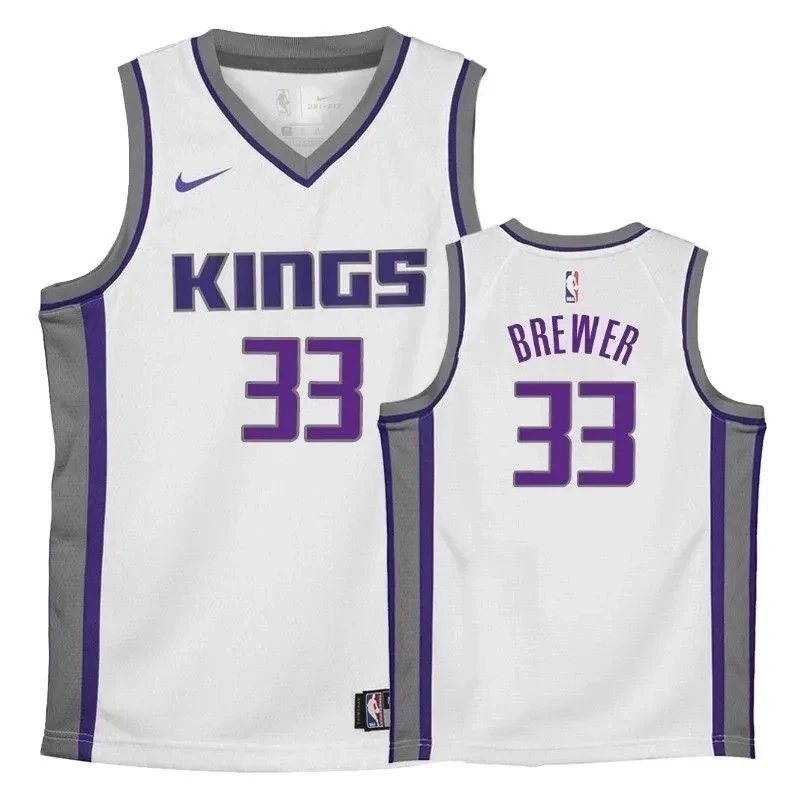 Youth Kings Corey Brewer 33 Association White Jersey