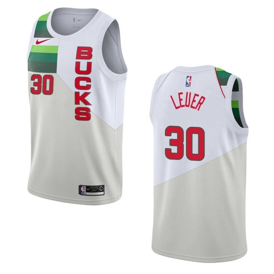 Men's Milwaukee Bucks 30 Jon Leuer Swingman Jersey White - 100% Polyester
