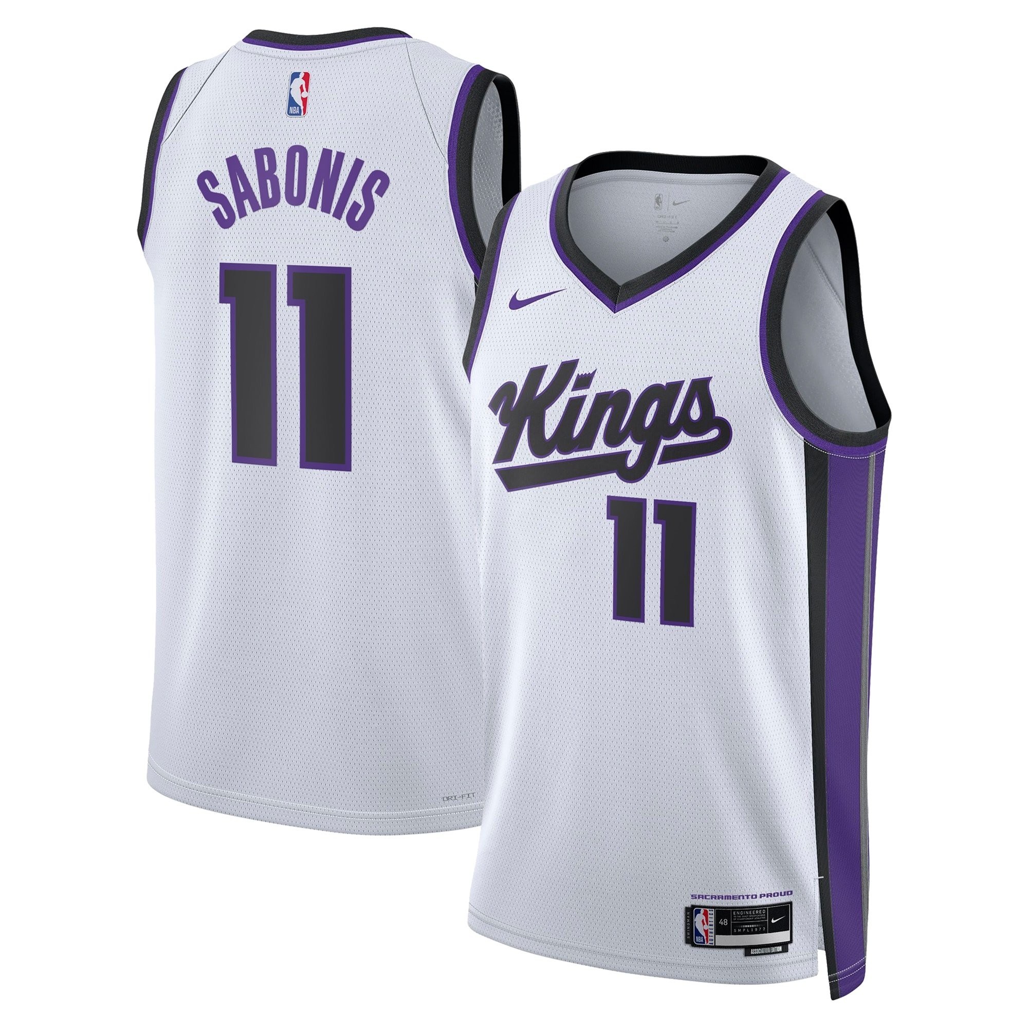 Sacramento Kings Association Edition Swingman Jersey White Domantas Sabonis Unisex