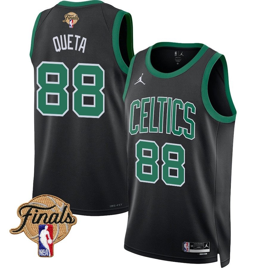 Neemias Queta 88 Boston Celtics 2024 Finals Patch Swingman Jersey Statement Edition Black