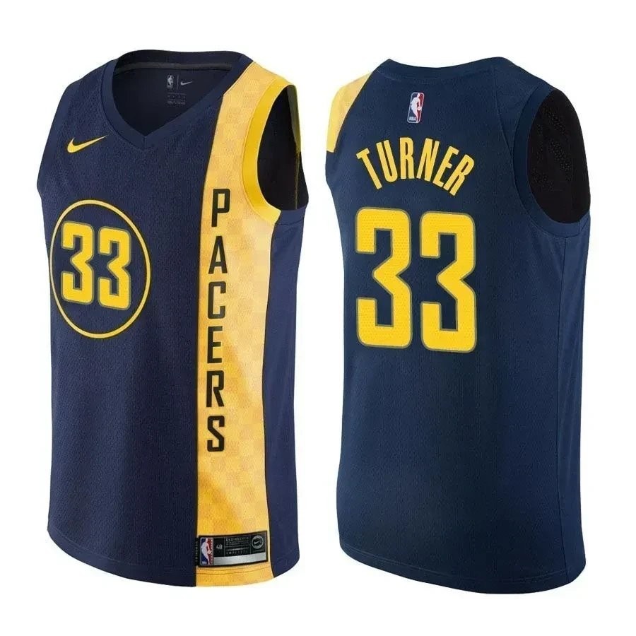 Pacers Myles Turner 33 City Edition Navy Basketball Jersey - Men's