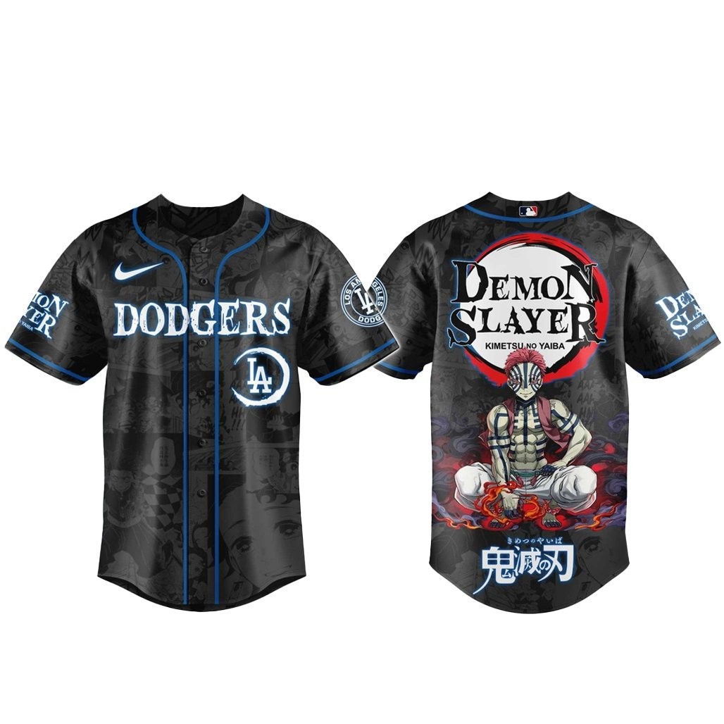 Los Angeles Dodgers x Akaza Demon Slayer Baseball Jersey