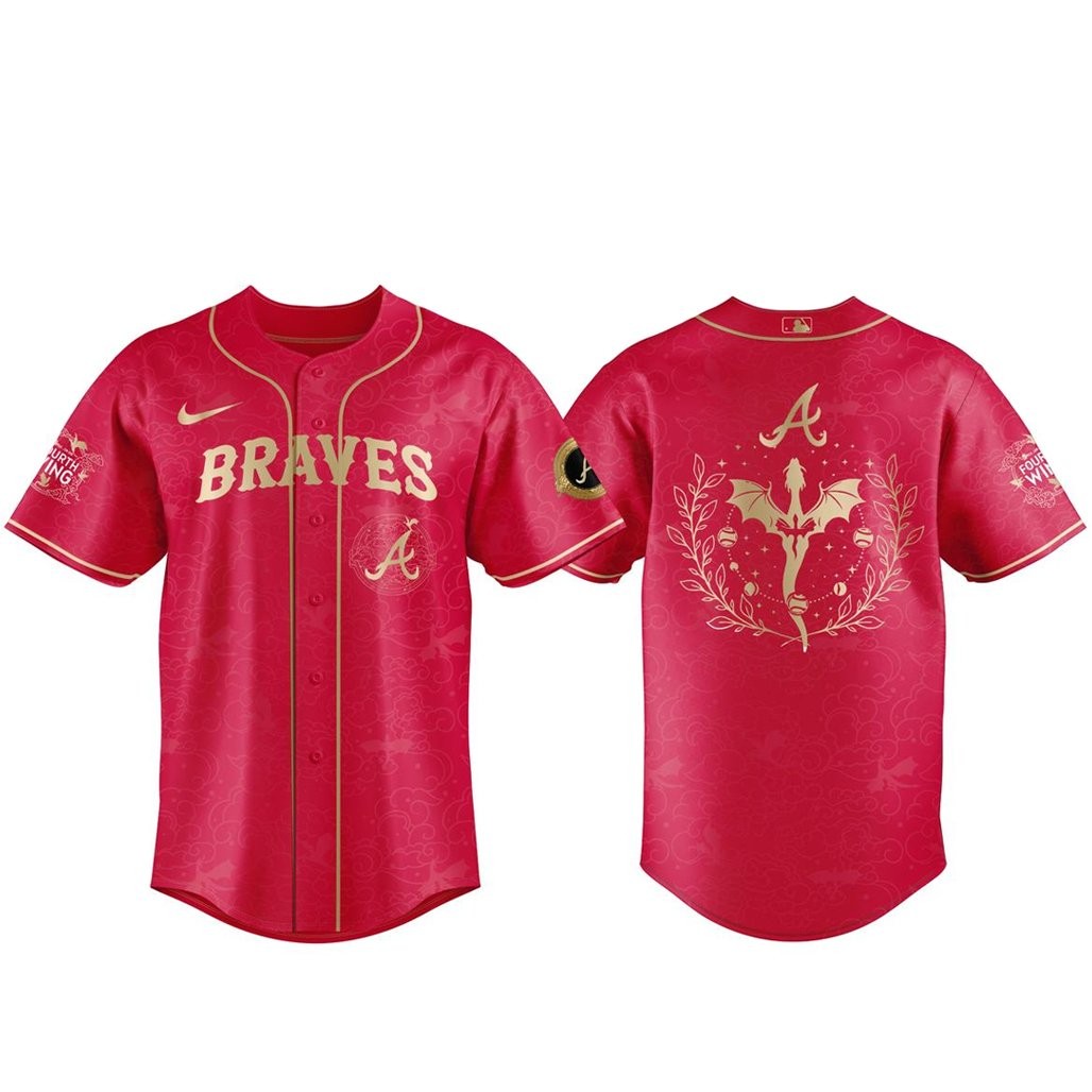 Atlanta Braves x Fourth Wing Night 2026 Red Baseball Jersey