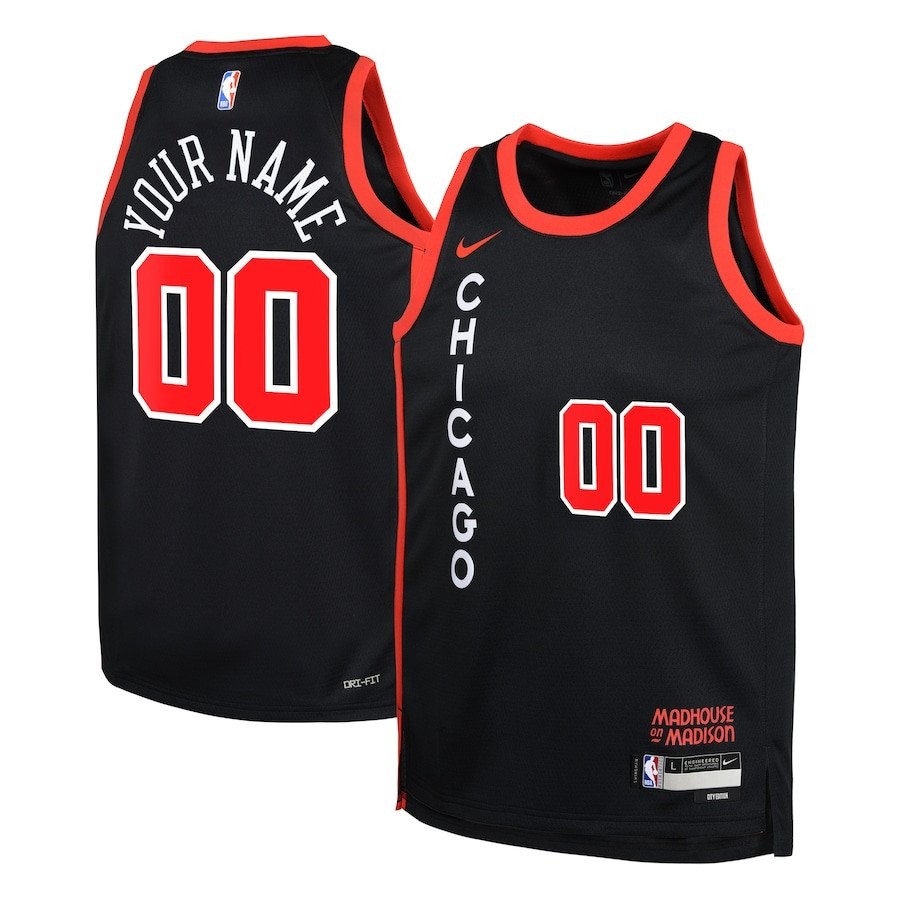 Chicago Bulls 2023/24 City Edition Swingman Custom Youth Jersey Black - 100% Polyester