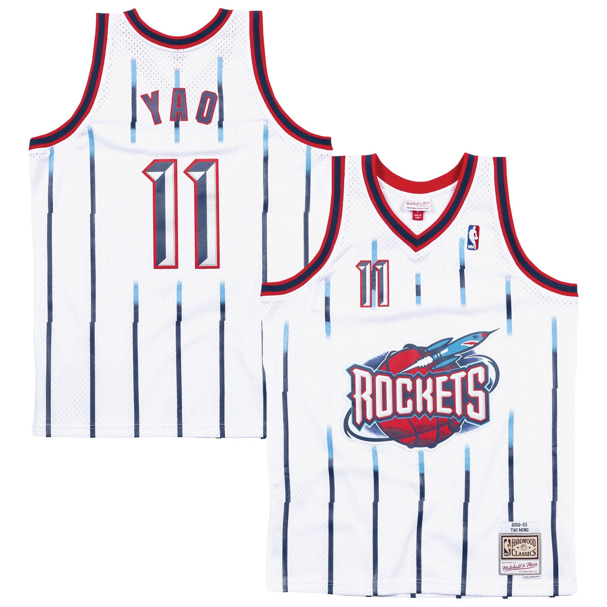 Men's Yao Ming White Houston Rockets Hardwood Classics Swingman Jersey - S-3XL